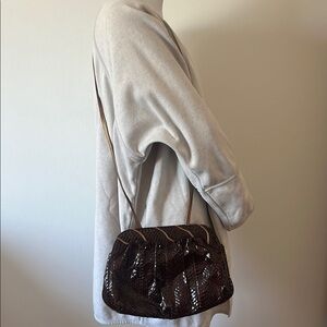 Barbara Bolan Chic Brown Leather Shoulder Bag